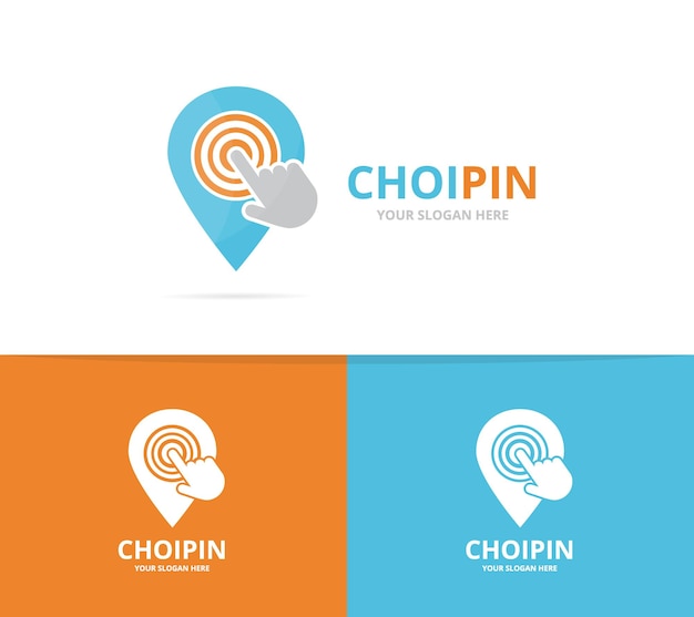 Vector of map pointer and click logo combination GPS locator and cursor symbol or icon Unique pin and digital logotype design template