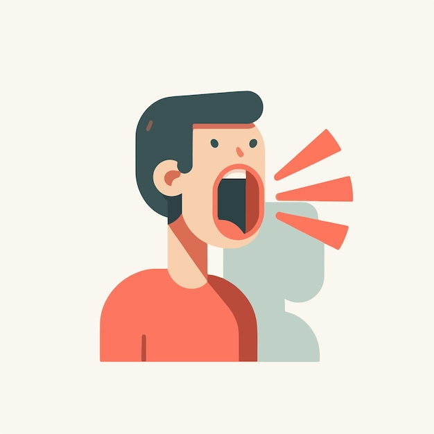 vector of people shouting with a megaphone with a simple flat design style