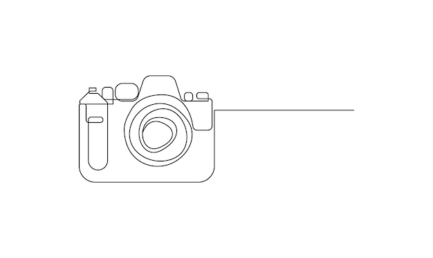 vector one line drawing of camera linear style isolated on white background minimalism style vector