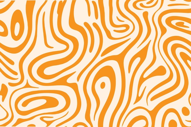Vector orange colour irregular organic lines seamless pattern