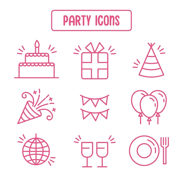 vector party icons colection party symbol set