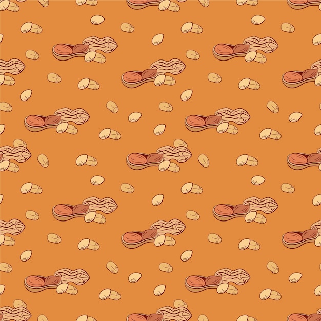 vector peanut butter seamless pattern colorful background with nuts peanut color background