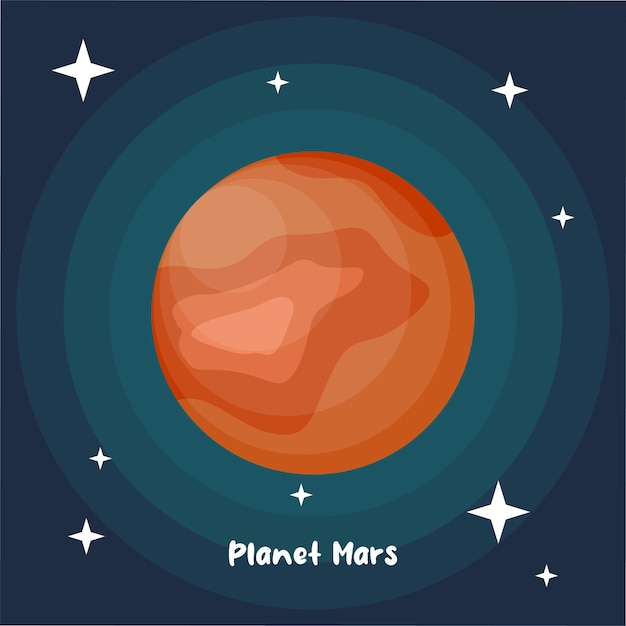 vector planet mars colorful mars background with flat design