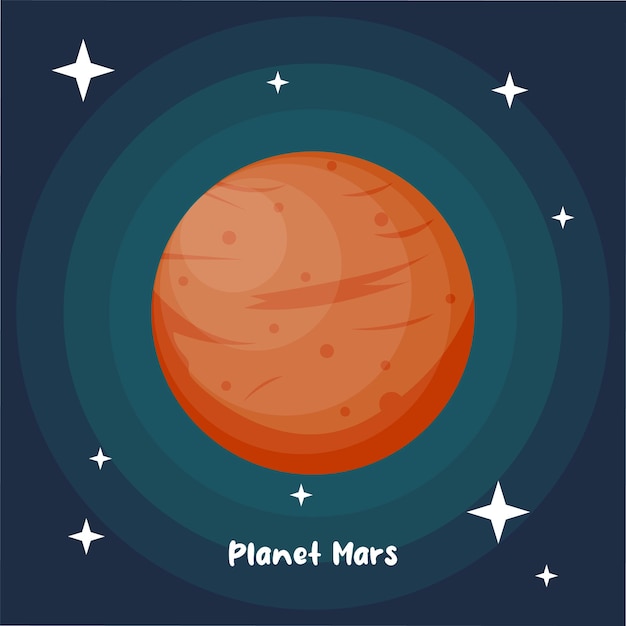 vector planet mars colorful mars background with flat design