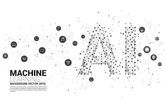 vector polygon dot connect line shaped ai. concept for machine learning and artificial intelligence.