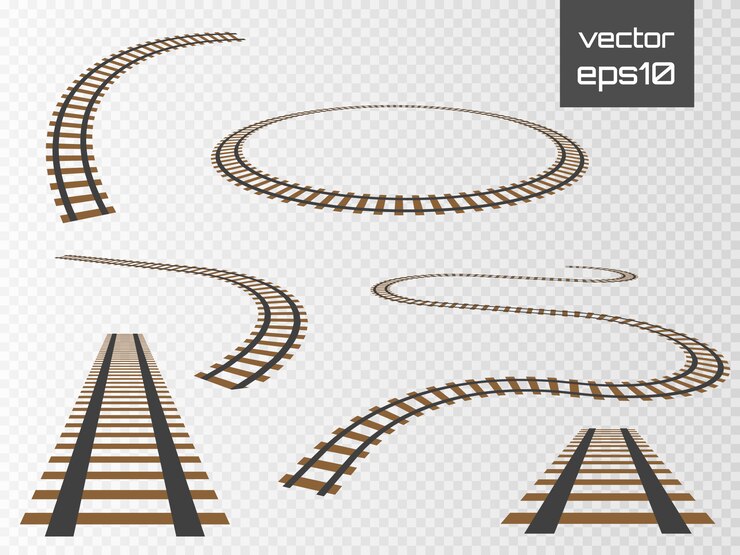 Vektor vector rails set. railway isolated on transparent background.