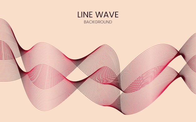 vector red line waves abstract background vector design
