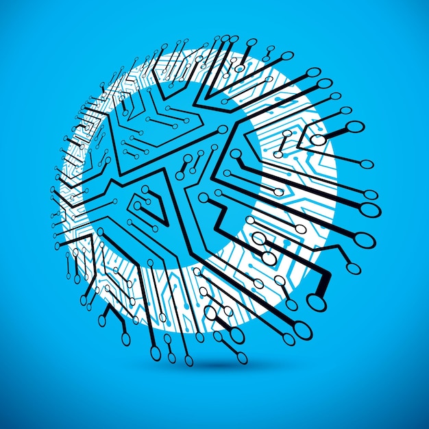 vector round circuit board with electronic components of technology device. computer motherboard cybernetic abstraction.