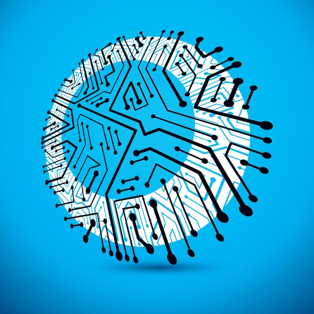 vector round circuit board with electronic components of technology device. computer motherboard cybernetic abstraction.