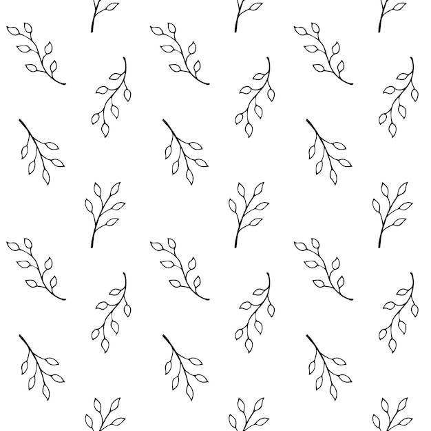 Vector seamless pattern of hand drawn leaves
