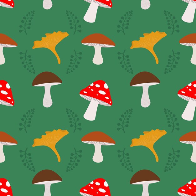 vector seamless pattern of mushrooms.autumn pattern.bright, repetitive texture for the autumn season
