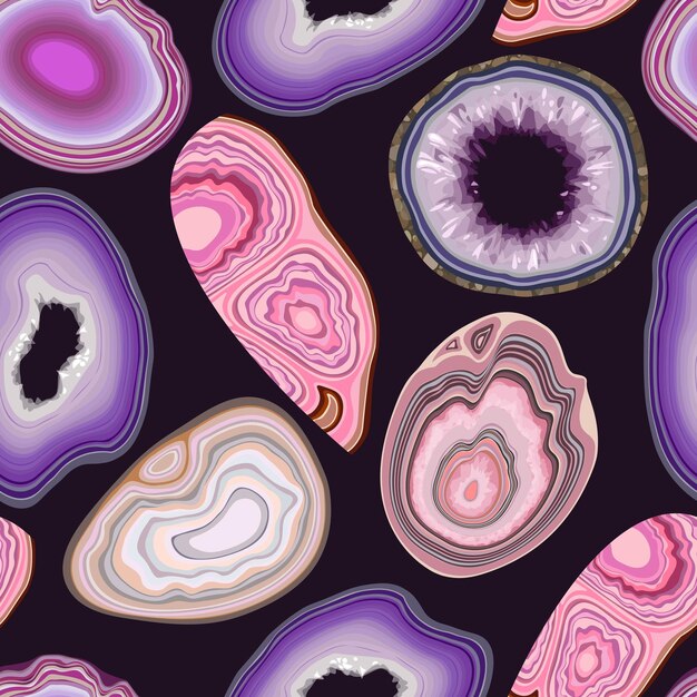 Vector seamless pattern with geode and agate cuts