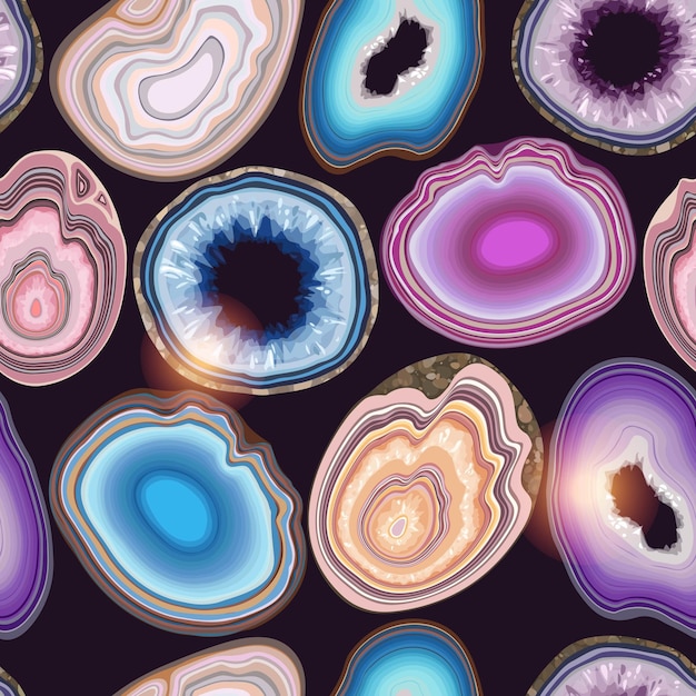 Vector seamless pattern with geode and agate cuts