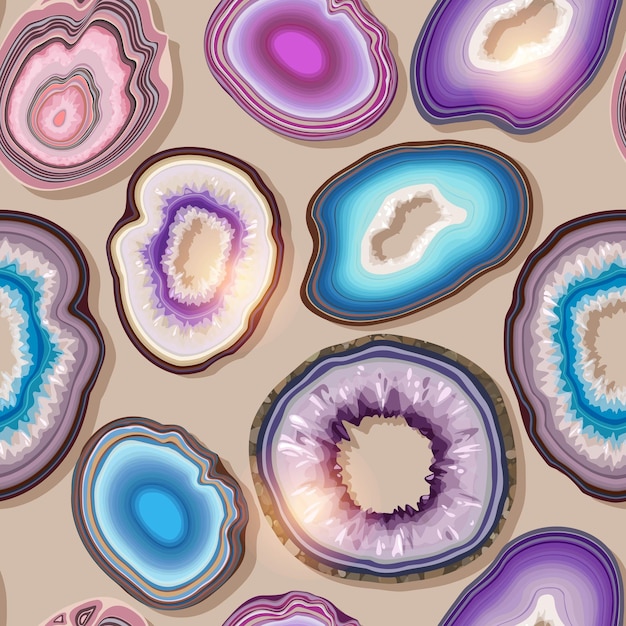 Vector seamless pattern with geode and agate cuts