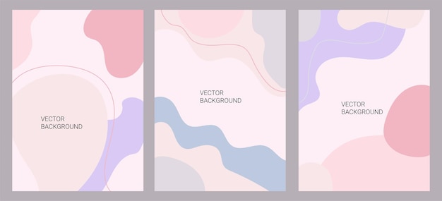 Vector set of abstract creative backgrounds in minimal trendy style. Social media cover and story design templates with copy space for text.