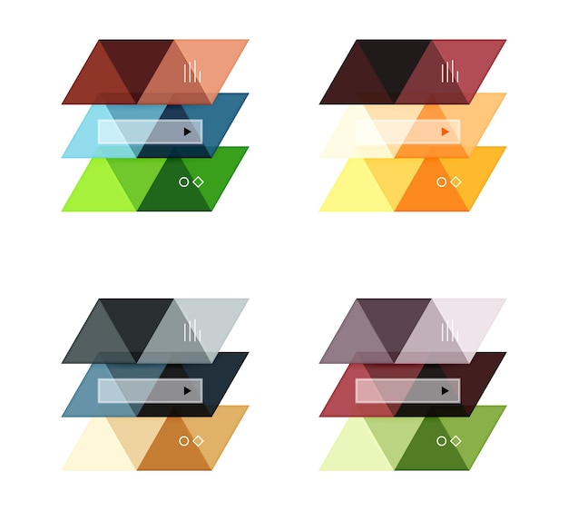 vector set of blank geometric infographic web boxes created with triangles backgrounds for workflow layout diagram number options or web design