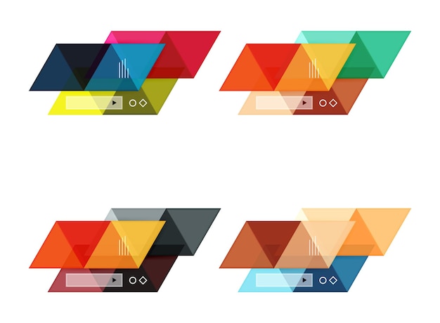 vector set of blank geometric infographic web boxes