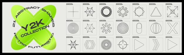 Vector set of Y2K Large set of retro objects for design ornaments for decoration