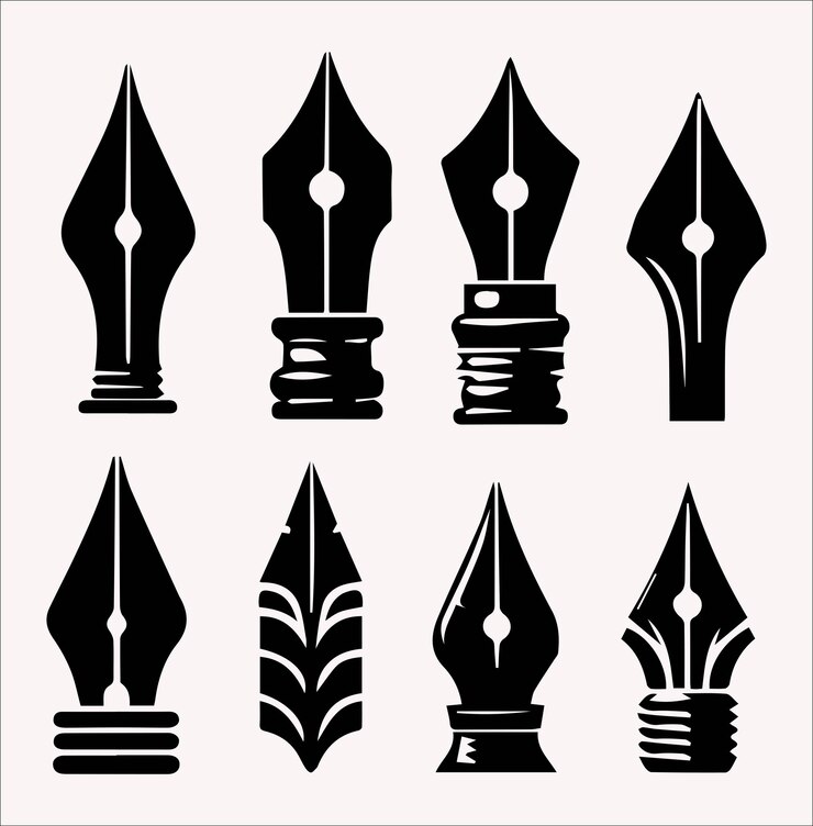 Vektor vector silhouettes of pen nibs on white background 10 eps files