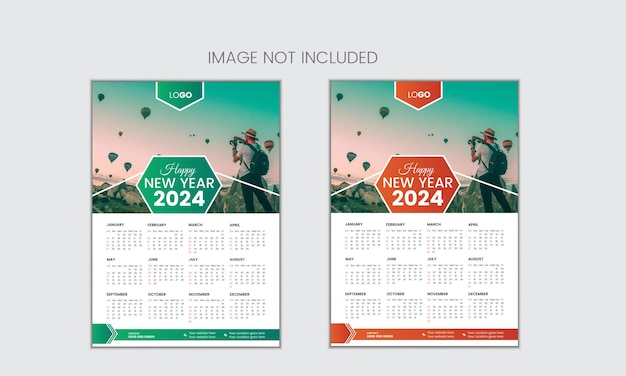 vector simple single page wall calendar of 2024 with gradient color