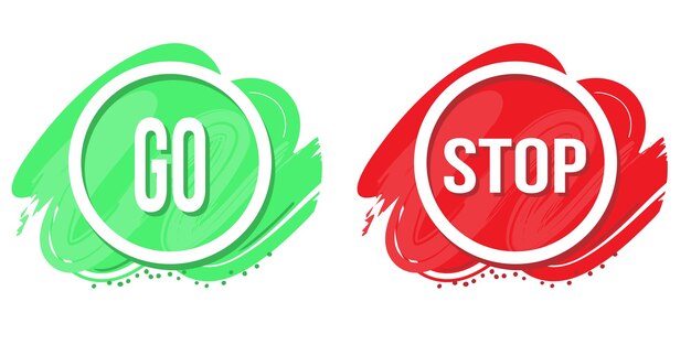 Vector Stop and Go Yes and No True and false accept and reject symbols for evaluation