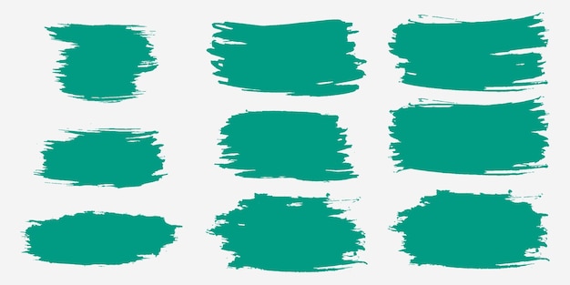Vector teal white paint brush set of nine