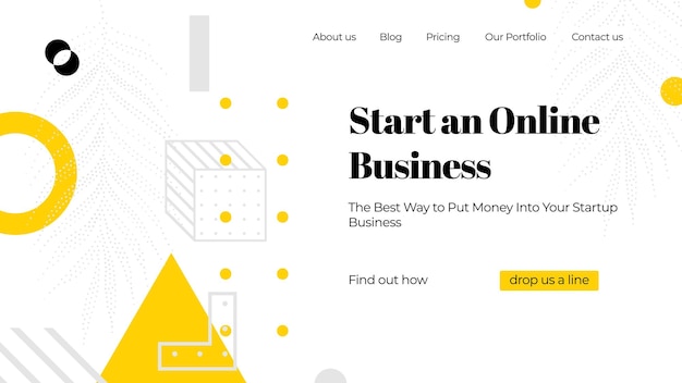 vector template for landing page web concept with universal abstract shapes and elements composition website text design and development app responsive programming seo maintenance banner