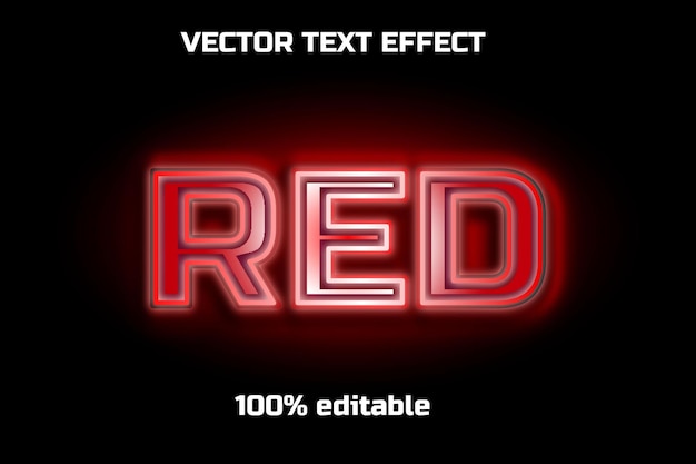 vector text effect editable red glow