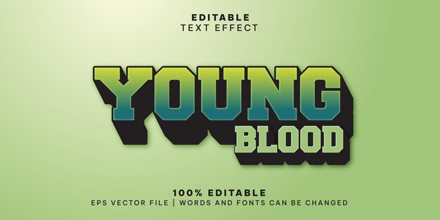 Vector young blood editable font typography template text effect lettering vector illustration log
