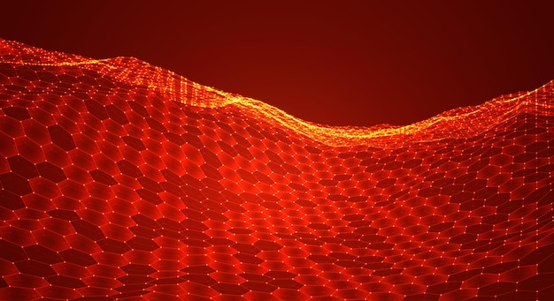 Vektor 3d objekt fra et sekskantet rutenett med prikker stilig design