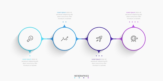 Vektor Infographic-mal for etikett design med ikoner og 4 alternativer eller trinn. Kan brukes for prosess