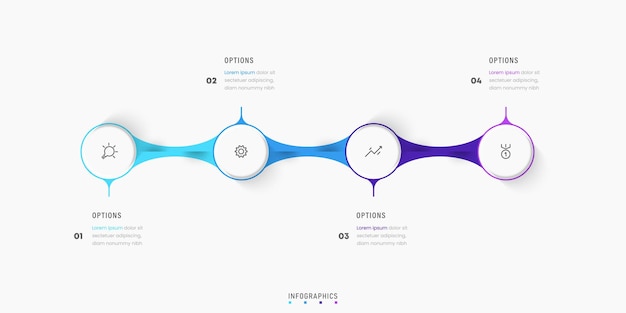 Vektor Infographic-mal for etikett design med ikoner og 4 alternativer eller trinn. Kan brukes for prosess