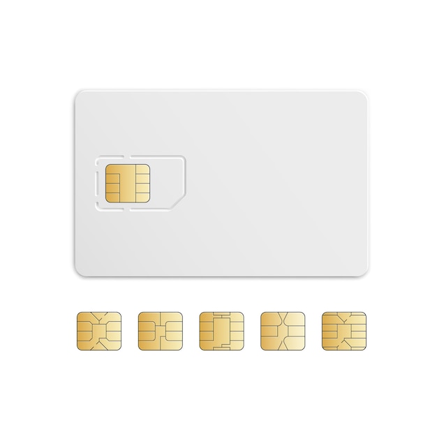 Vektor Mobiltelefon Simkort Chipsett Isolert på Hvitt