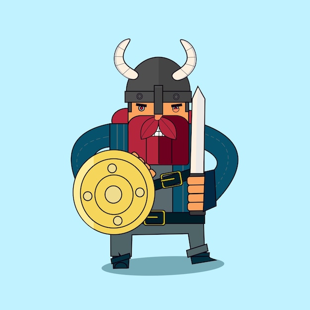 vektor viking som bærer sverd og skjold
