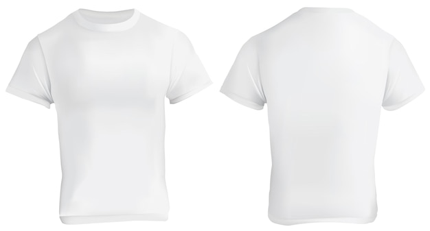 Vektorillustrasjon av hvit, blank **template** for t-skjorte, foran og bak, realistisk gradient mesh-design