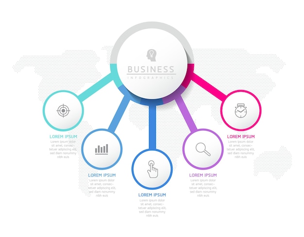 Vektorillustrasjon infographics design mal markedsføring informasjon med 5 alternativer eller mobil