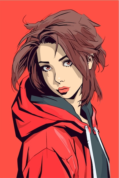 Vektorillustrasjonsdesign av ung jente i anime-stil, manga anime-karakter