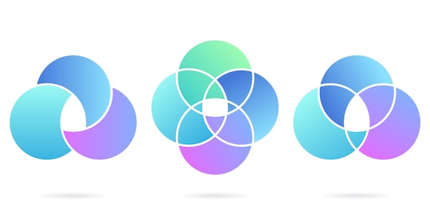 venn diagram color round set circular empty schema three four intersected circle infographic