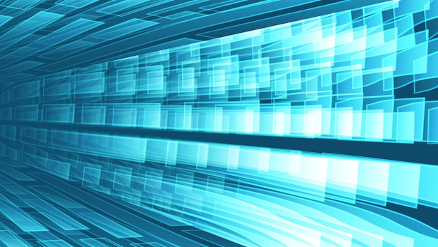 Vertically extending square and polygonal technology space background