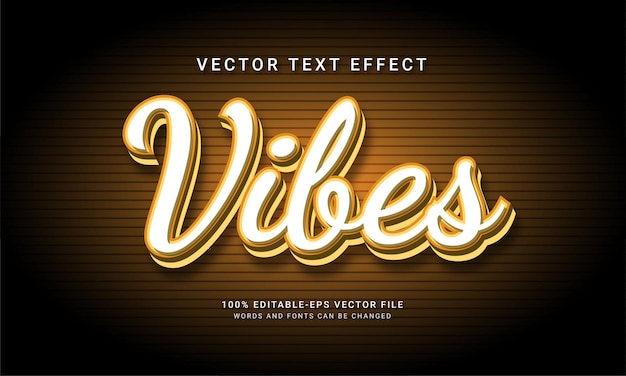 Vibes editable text effect with gold color theme