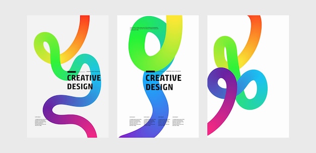 Vibrant Rainbow Curved Lines Creative Design Templates