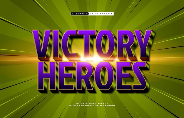 victory heroes editable text effect with a hero and game text effect