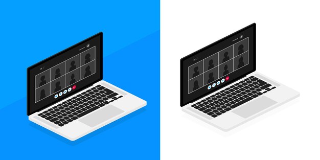 Video call conference on laptop screen Working from home
