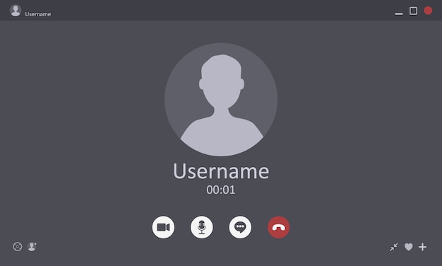 video chat interface. user web video call window. concept of social remote media, remote communication, video content. modern vector illustration.