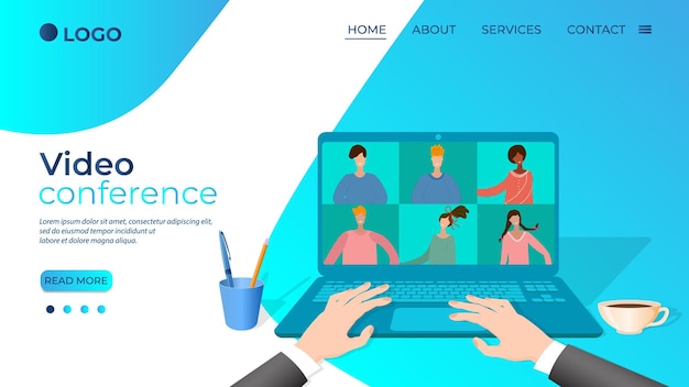 video conferencethe template of the landing pageflat vector illustration