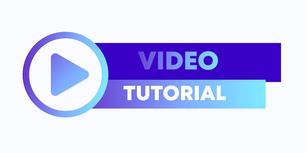 Video tutorial button Flat blue play button video tutorial icon Vector icon