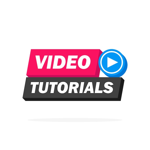 Video tutorials Button, icon, emblem, label. Vector stock illustration.
