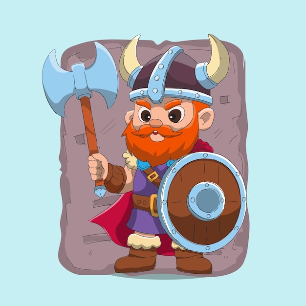 viking men holding axes and shields