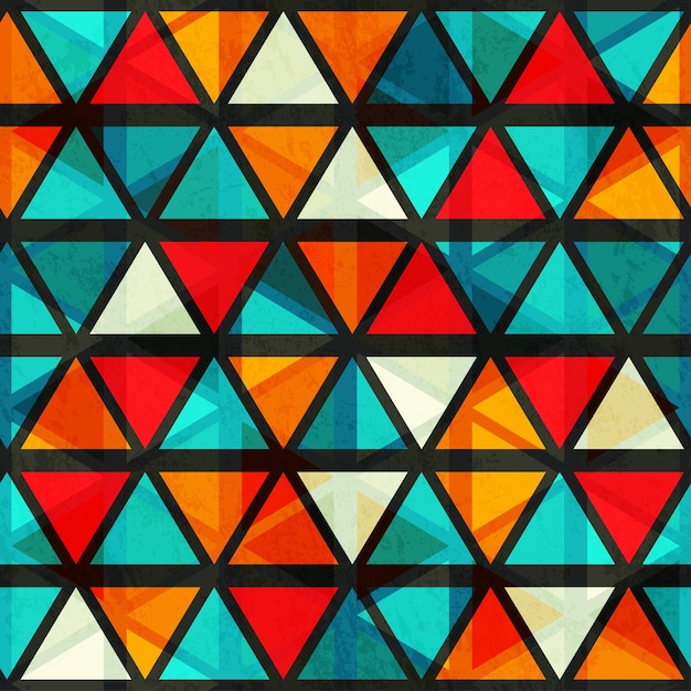 vintage bright triangle seamless pattern with grunge effect