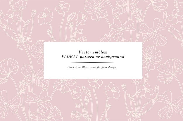 Vintage card with oxalis flowers Floral wreath Flower frame for flowershop with label designs Flowers background for cosmetics packaging